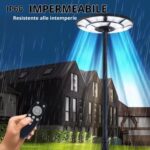 Lampione Solare LED 5000W Circolare UFO IP66 con Sensore Crepuscolare e Movimento