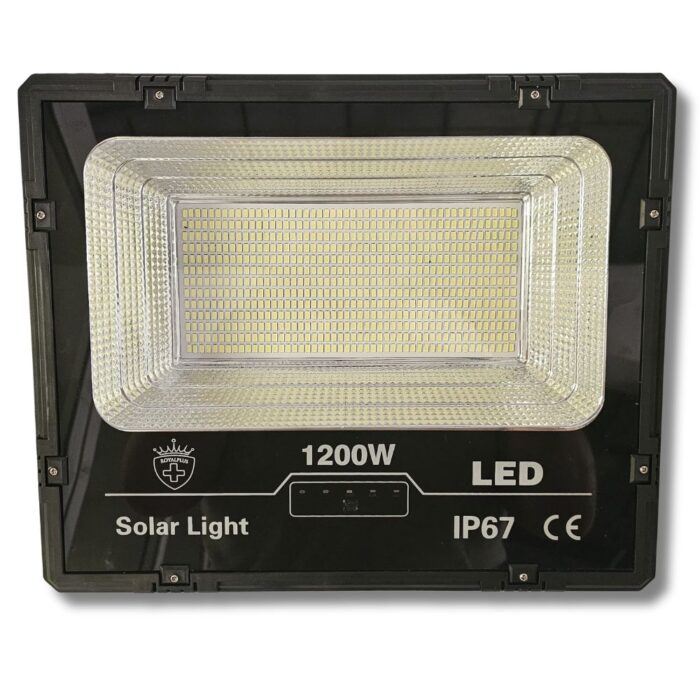 Faro Solare Led 1200W IP67 | Luce Bianca con Pannello e Sensore Crepuscolare