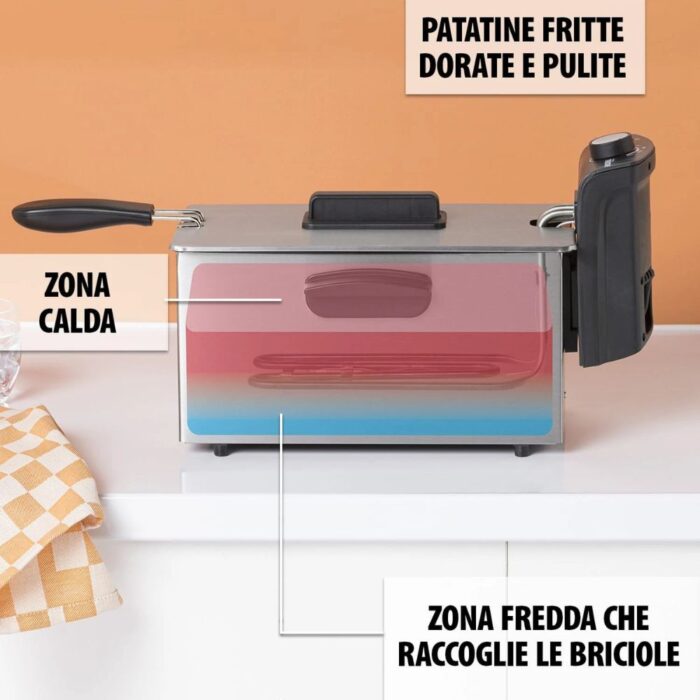 Friggitrice Elettrica 3.2L 2000W | Cestello Rimovibile, Anti-Odore, Termostato Regolabile