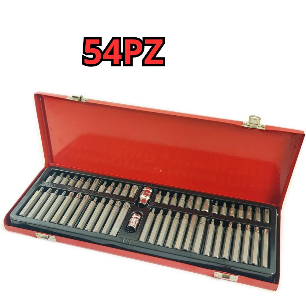Kit Chiavi Torx Professionali 54 Pezzi Esagonali, Mille Righe Anti Spanatura Kit Chiavi Torx Professionali 54 Pezzi Esagonali, Mille Righe Anti Spanatura
